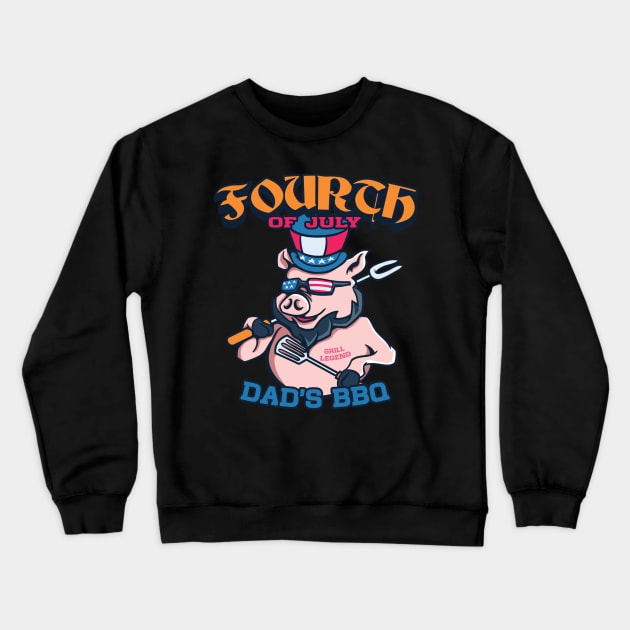 Fourth of July Daddy's BBQ Crewneck Sweatshirt by Pixeldsigns